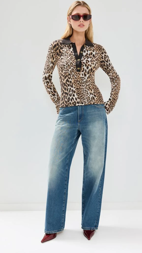 Ganni Fine Merino Jacquard Leopard Polo 4
