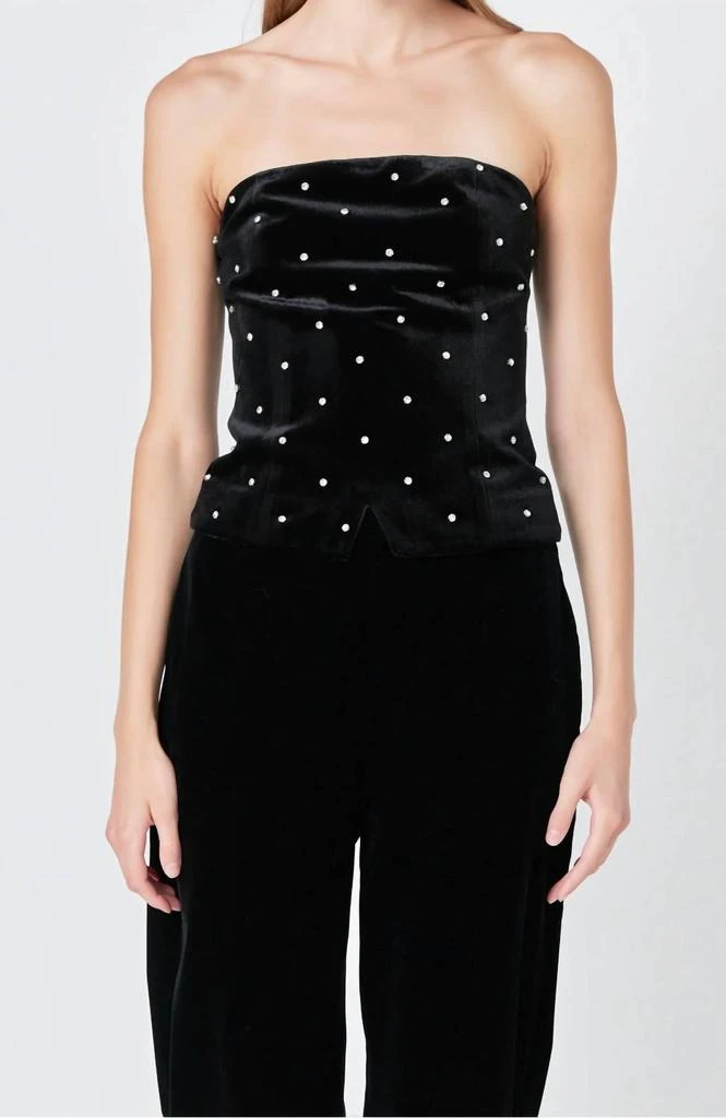 Endless Rose Endless Rose - Velvet Rhinestone Bustier Top