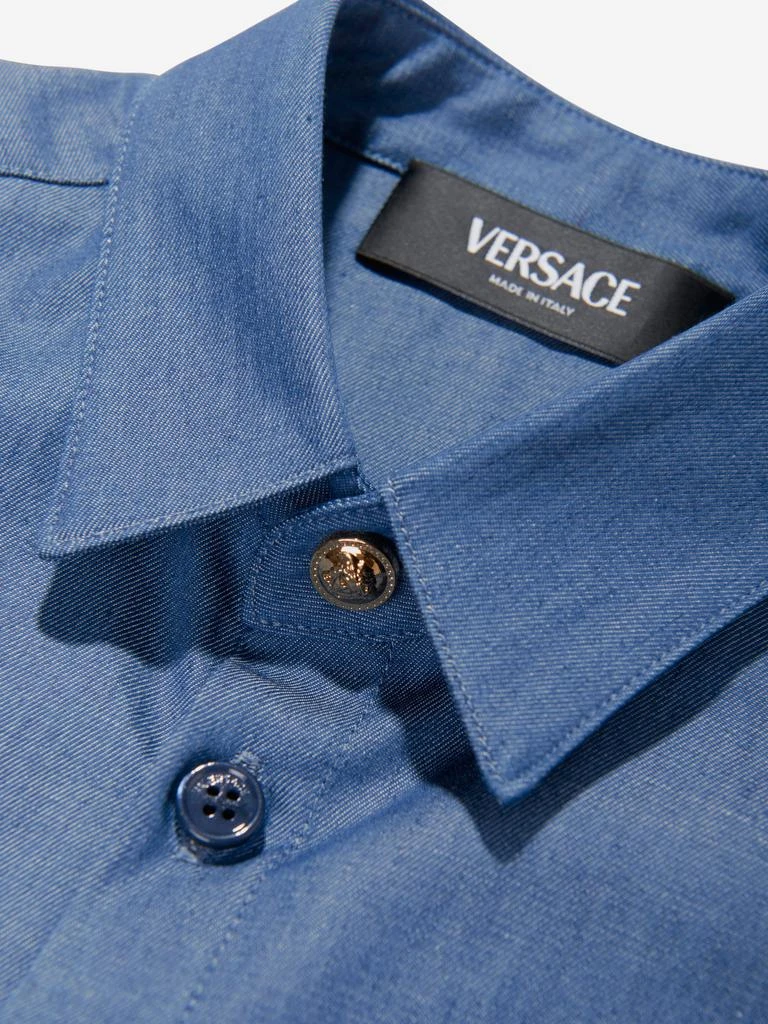 Versace Versace Boys Short Sleeve Chambray Shirt in Blue 4