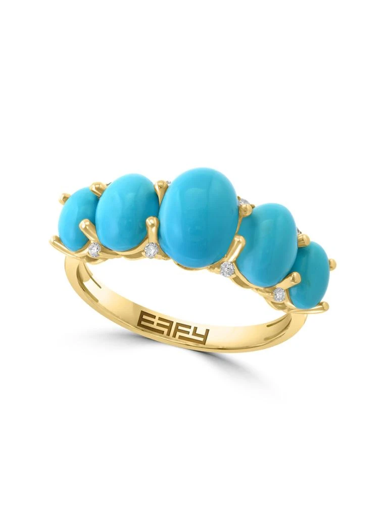 Effy 14K Yellow Gold, Turquoise 
0.05 TCW Diamond Ring