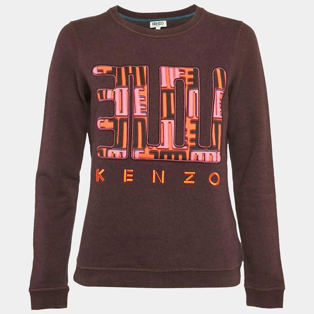 Kenzo Kenzo Burgundy Love Embroidered Cotton Knit Sweatshirt S 1