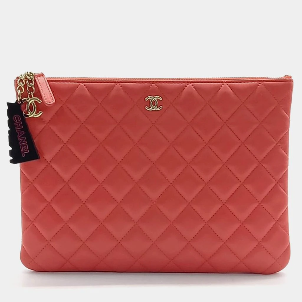 Chanel Chanel Red Leather Havana Medium Clutch Bag 1
