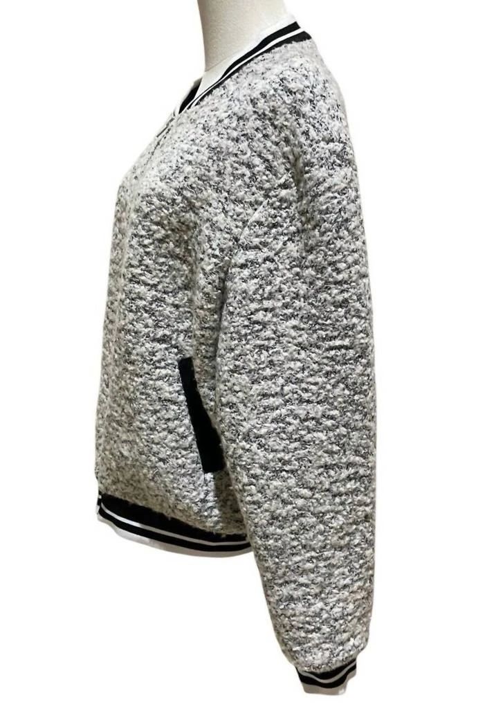 Glamorous Glamorous - Women's Cashmere Blend Boucle Winter Varsity Style Bomber Jacket 3