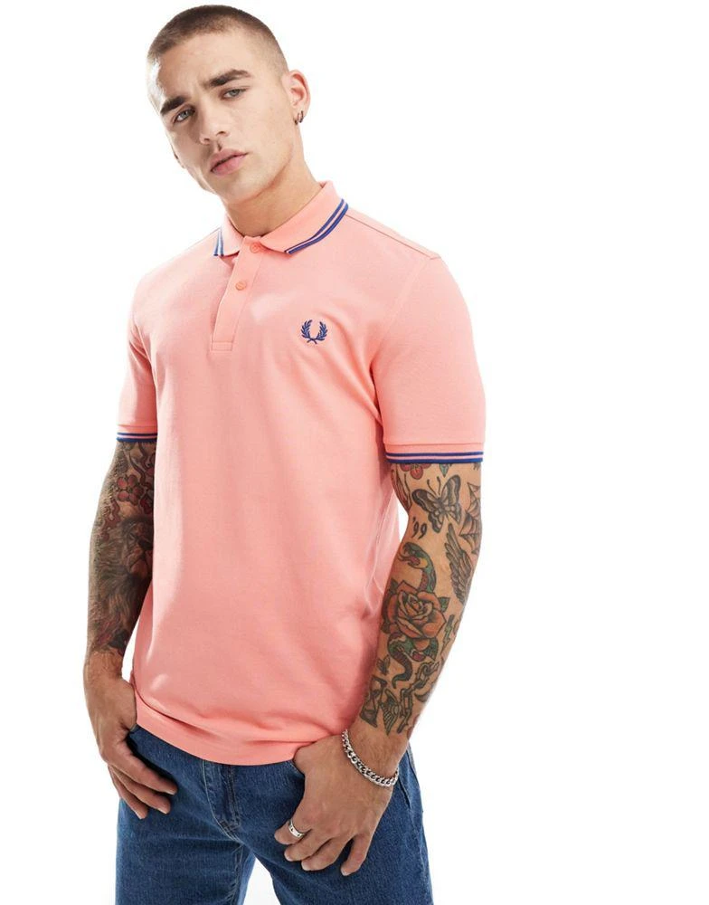 Fred Perry Fred Perry twin tipped polo shirt in bright pink 1