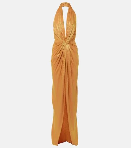 Costarellos Joa gathered halterneck gown 1