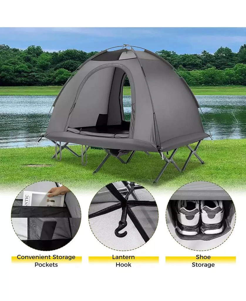 Mecale 2-Person Foldable Camping Cot Tent Combo, Off-Ground Sleeping Shelter for Adults 8