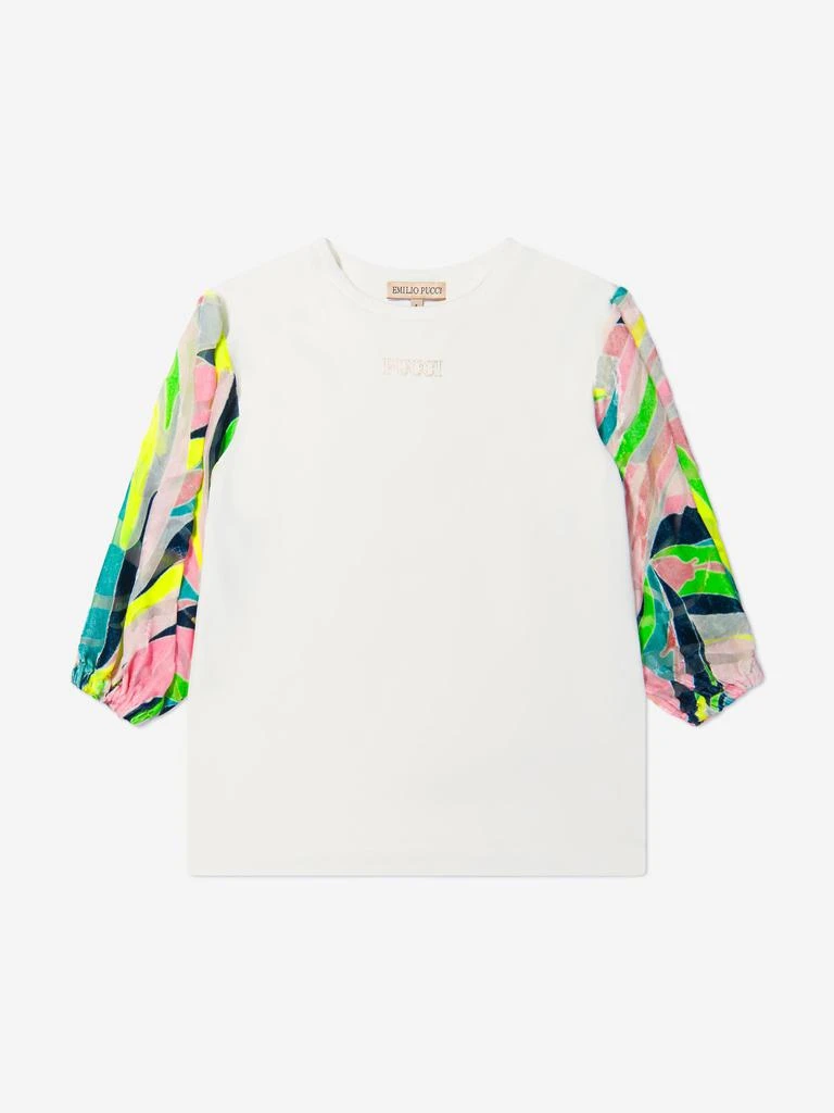 EMILIO PUCCI PUCCI Girls Printed Sleeve Logo Dress 1