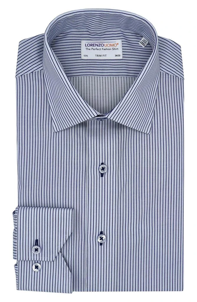 Lorenzo Uomo Trim Fit Stripe Cotton Dress Shirt 1