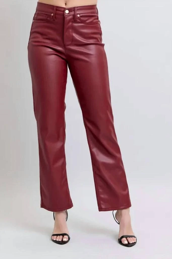 Judy Blue Judy Blue - High Waist Tummy Control Faux Leather Straight Pant