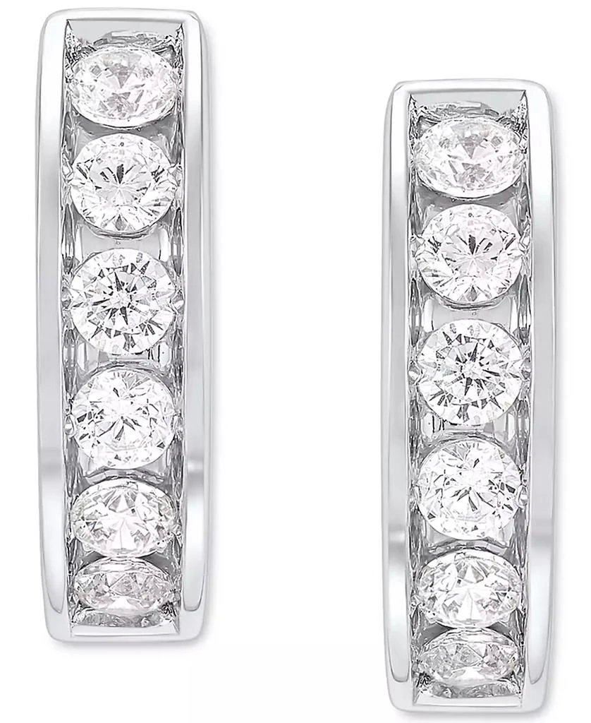 Grown With Love Men's Lab Grown Diamond Small Huggie Hoop Earrings (1/2 ct. t.w.) in 10 White Gold, 1/2" 4
