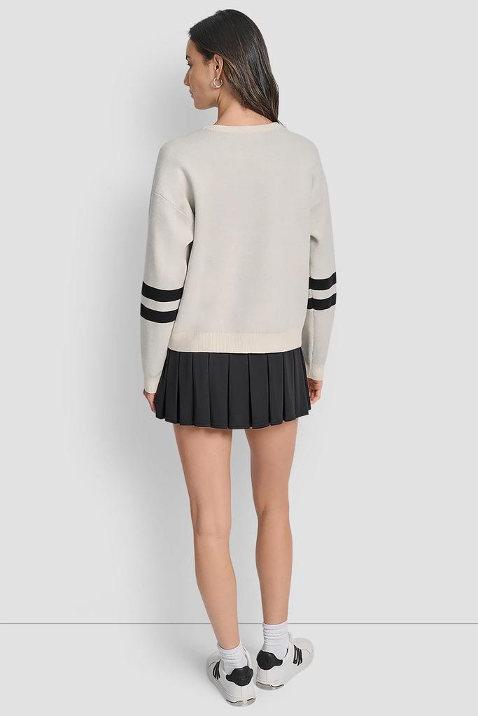 DKNY LOGO VARSITY JACQUARD SWEATER