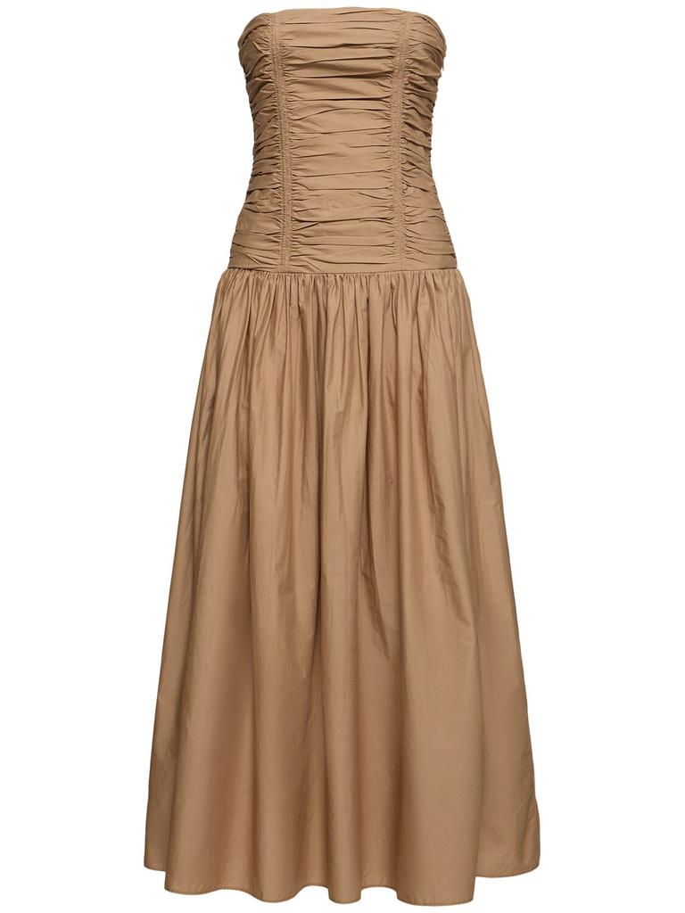 Matteau Strapless Drop Waist Poplin Long Dress