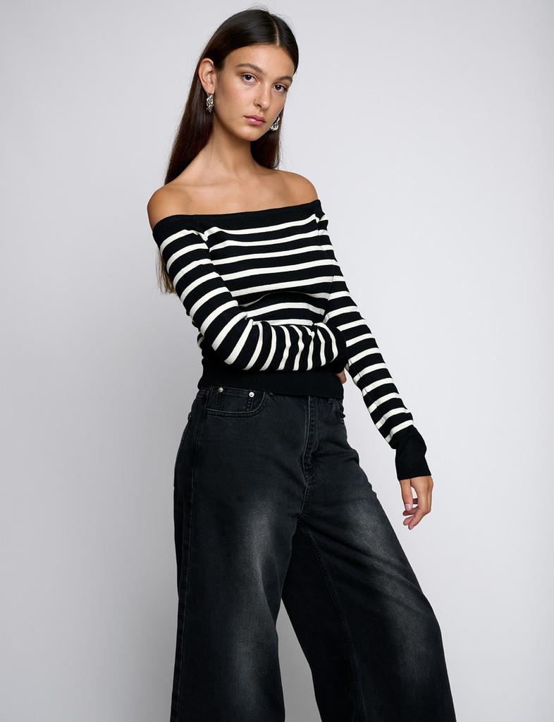 Pixie Market Marcel Stripe Off The Shoulder Top