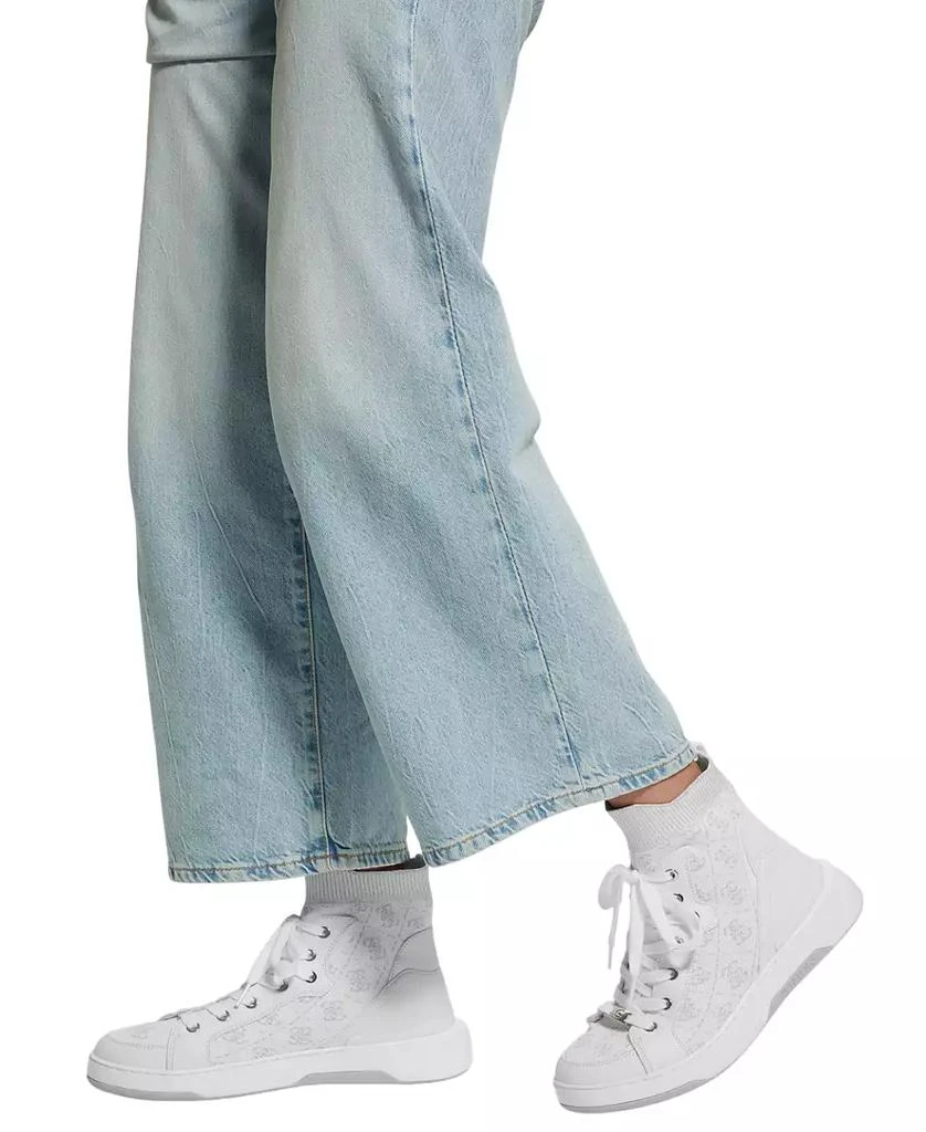 GUESS Women's Mannen Knit Hi-Top Lace-Up Fashion Sneakers 6