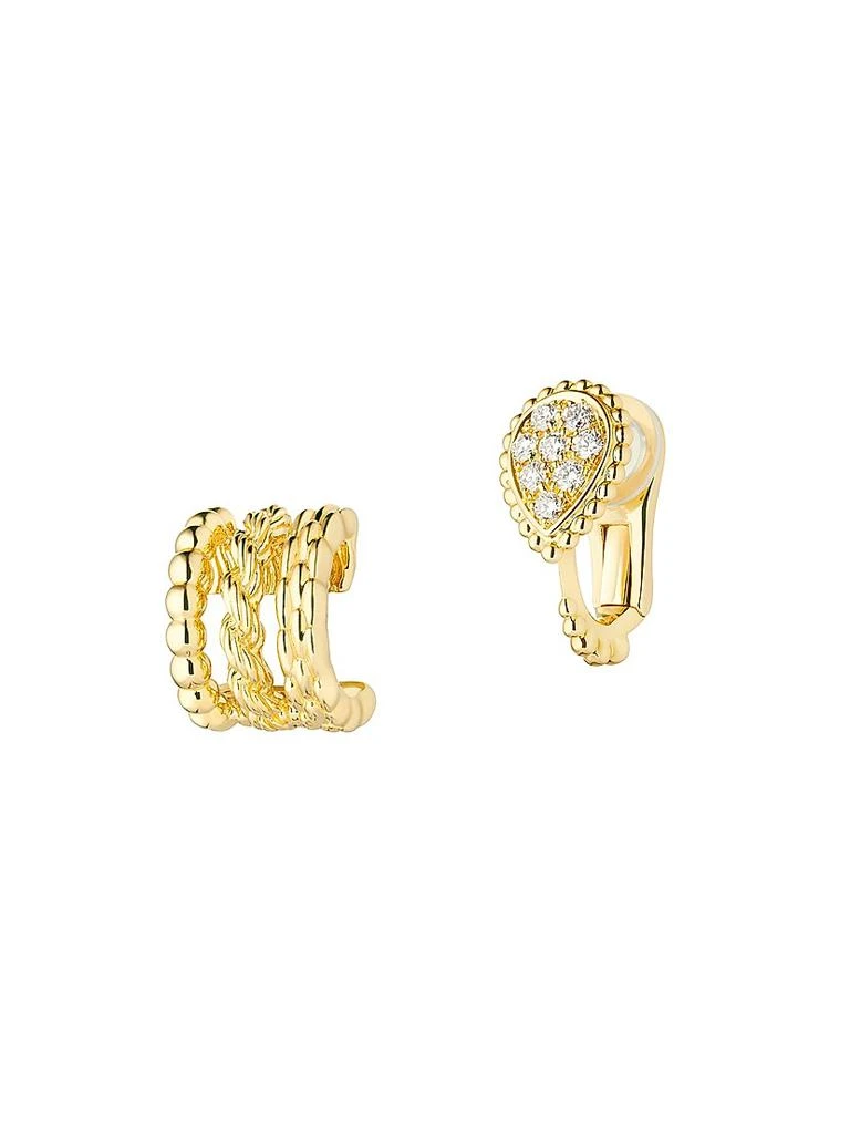 Boucheron Serpent Bohème 18K Yellow Gold & 0.13 TCW Diamond Mismatched Earrings 4