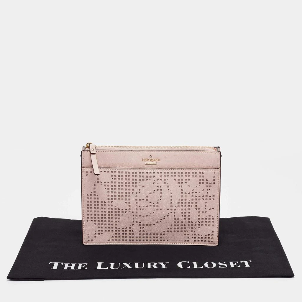 Kate Spade Kate Spade Light Pink Perforated Leather Cameron Street Clarise Clutch Bag 9