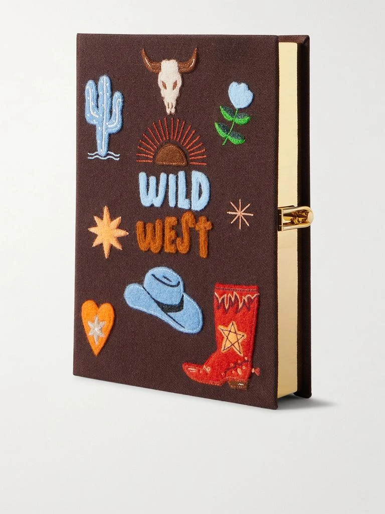 Olympia Le-Tan Wild West Embroidered Appliquéd Canvas Clutch - Chocolate