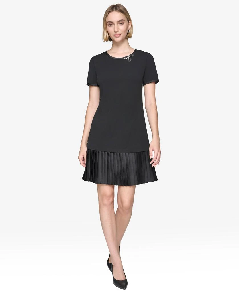 Karl Lagerfeld Paris SHORT SLEEVE A-LINE DRESS WITH PLEATED SKIRT 5