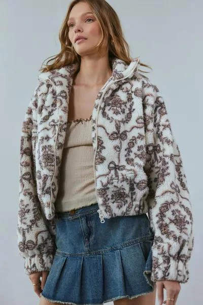 Kimchi Blue Kimchi Blue Snow Bunny Printed Piled Fleece Zip-Up Jacket 4
