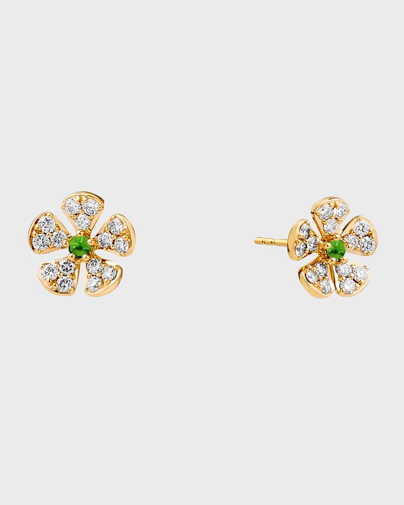 Syna 18K Yellow Gold Jardin Flower Stud Earrings with Emeralds and Diamonds