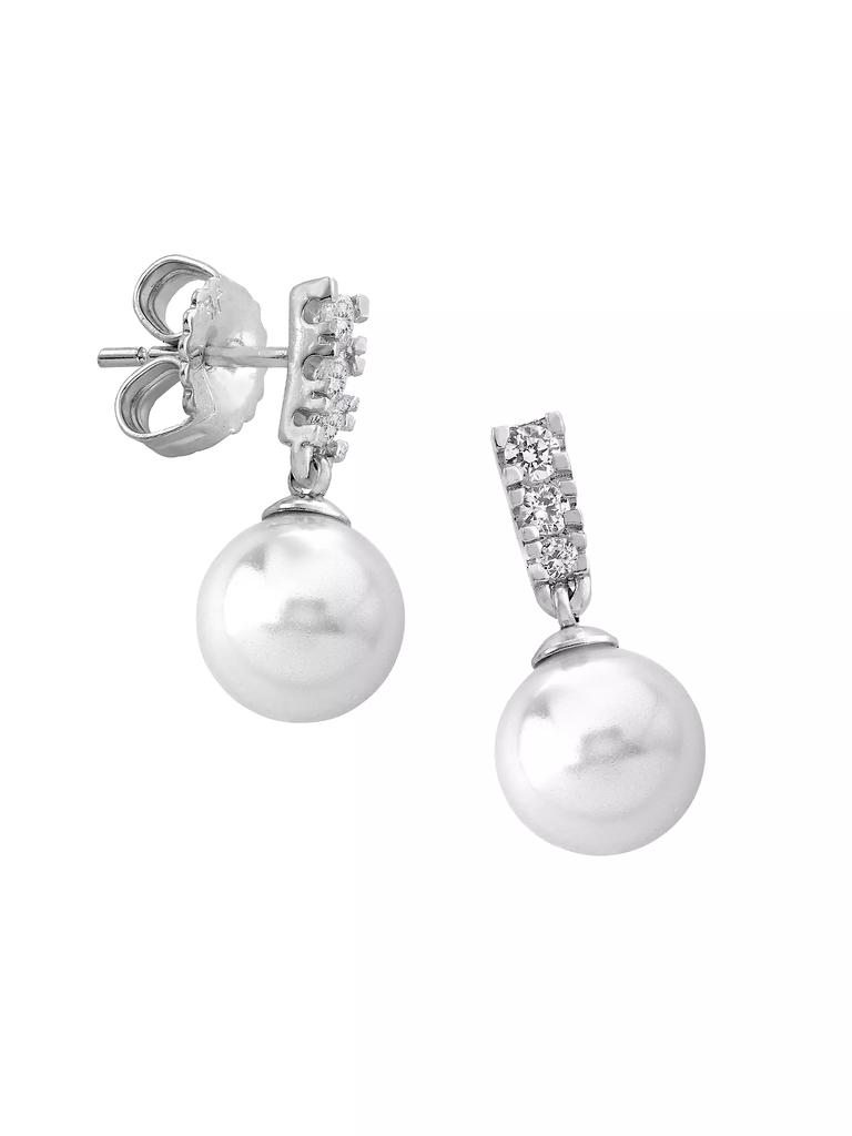 Majorica Lilit Rhodium-Plate, Crystal & Faux Pearl Short Drop Earrings