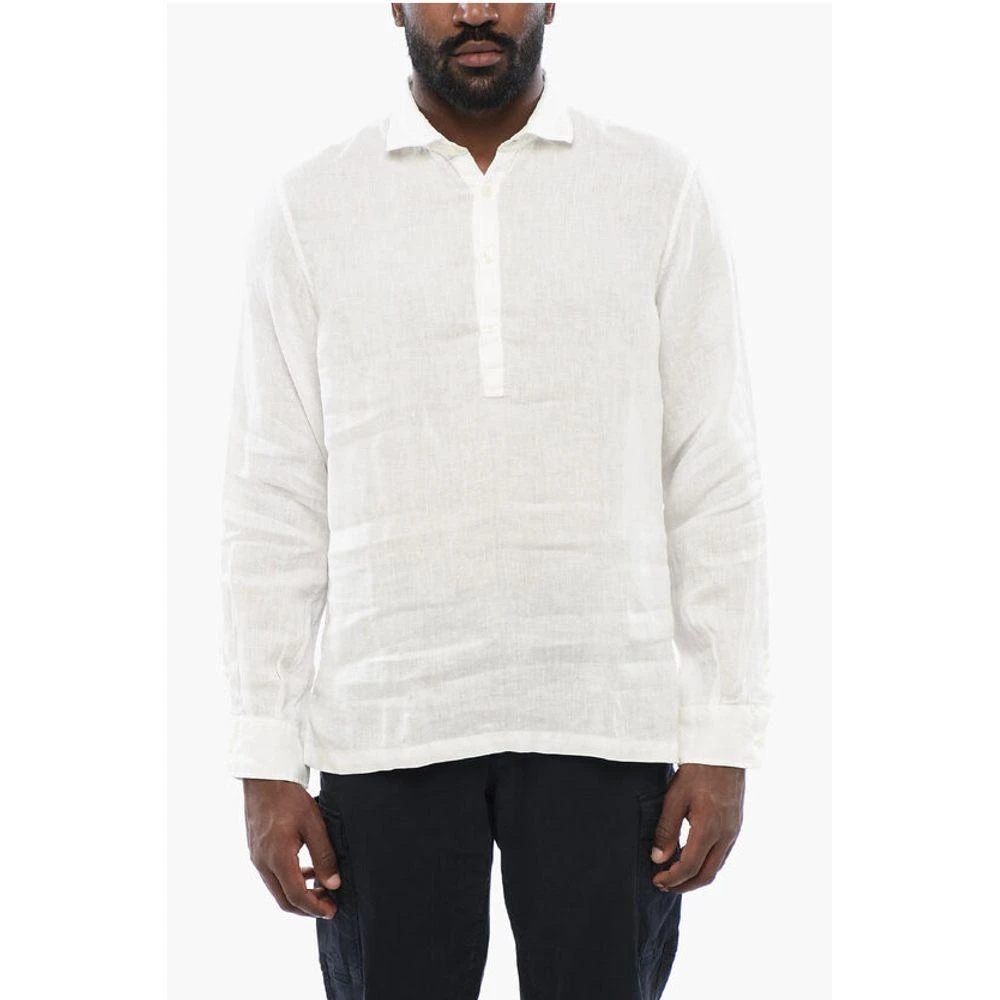 ALTEA Polo Neckline Linen Men's Shirt 1