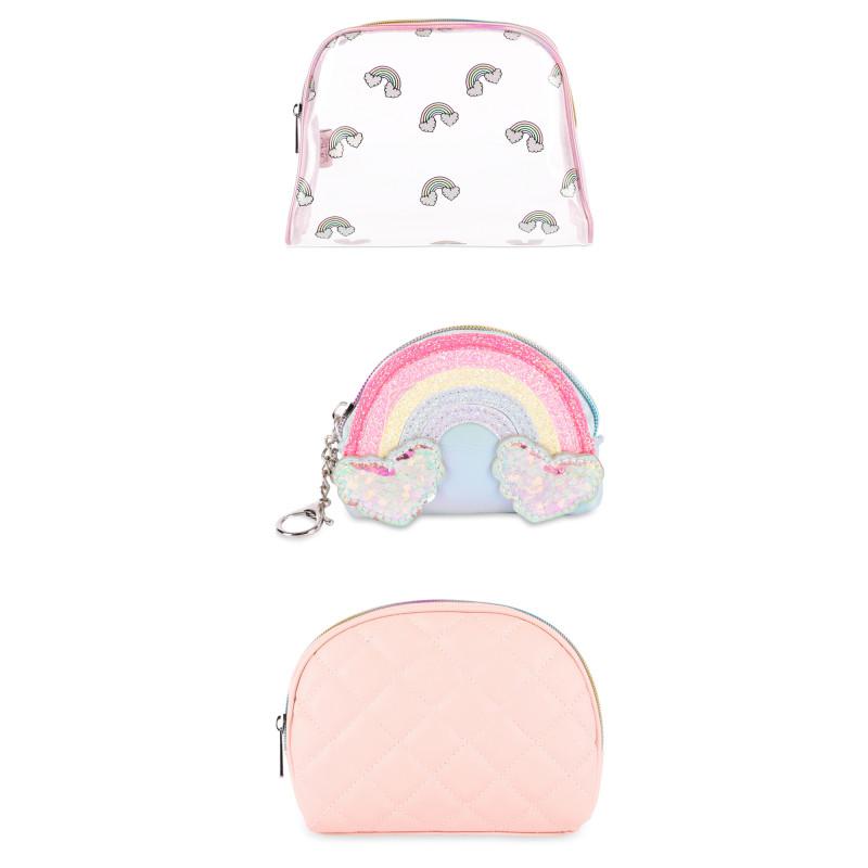 OMG! Accessories Quilted make up bag and rainbow purse in pink and blue