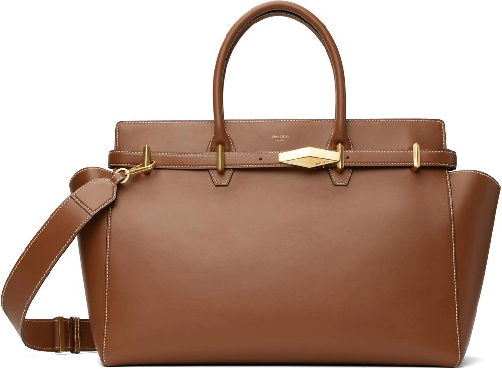 Jimmy Choo Brown Diamond Belted M Top Handle Bag 1