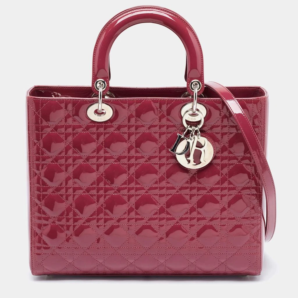 Dior Dior Fuchsia Cannage Patent Leather Large Lady Dior Tote 1