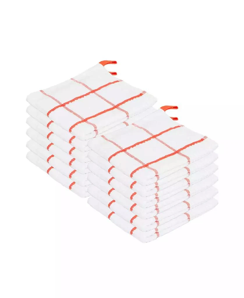 Sloppy Chef Premier Cotton Dishcloths (12 Pack), Striped Windowpane Pattern, 100% Cotton, 13x13 Absorbent Kitchen Cleaning Dish Towels