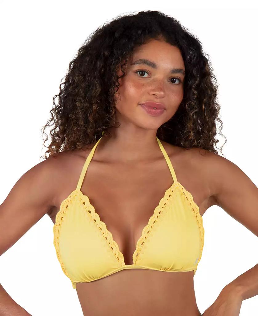 Hurley Juniors' Macrame-Trim Triangle Bikini Top