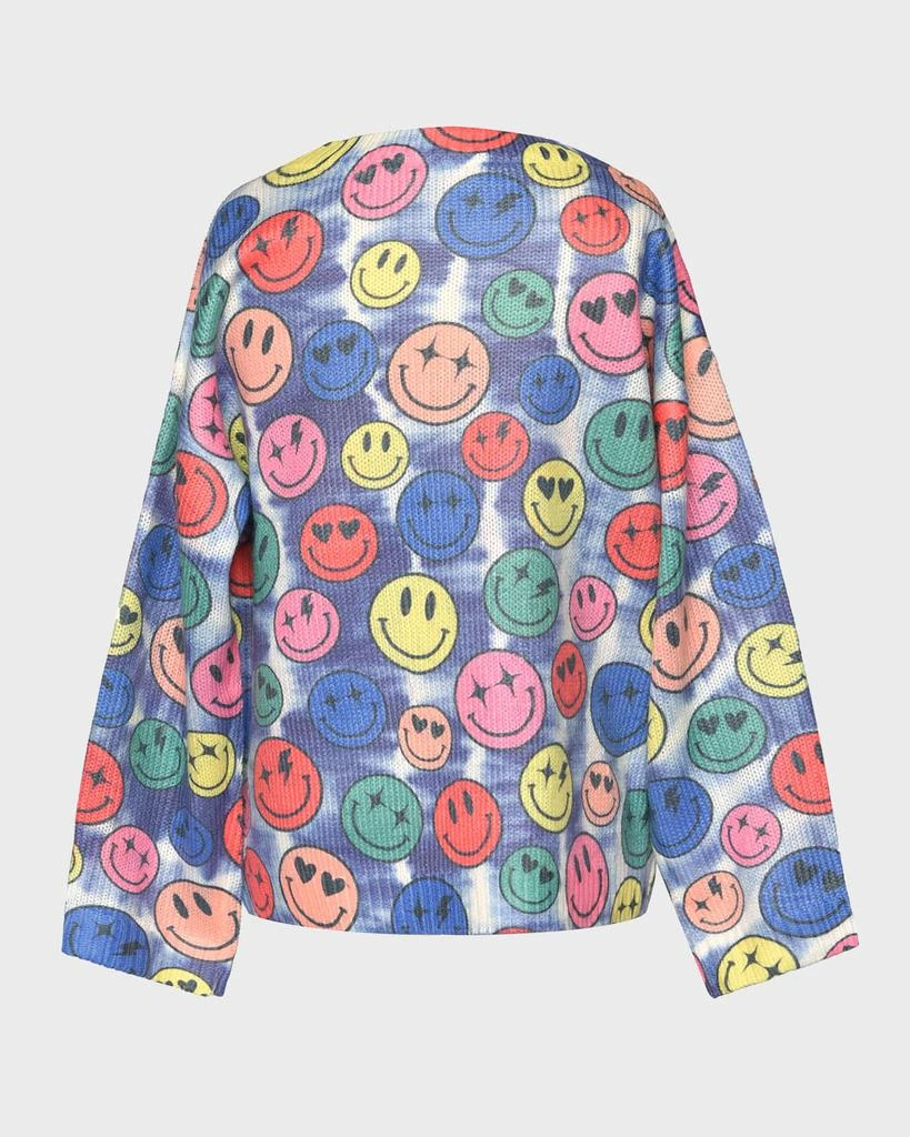 Hannah Banana Girl's Sweater W/ Multicolor Happy Faces, Size 4-10 3