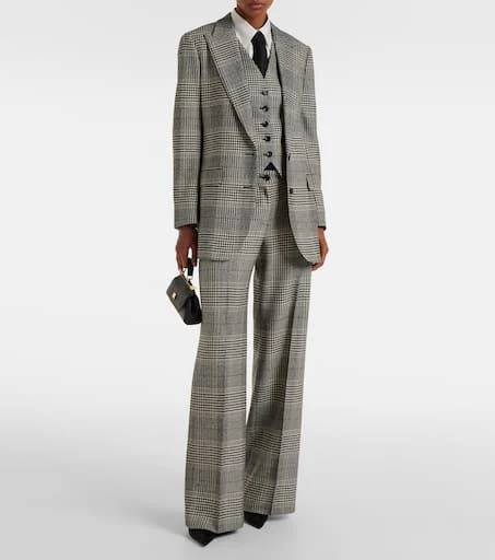 Dolce 
Gabbana Prince of Wales check wool and cashmere flared pants 2