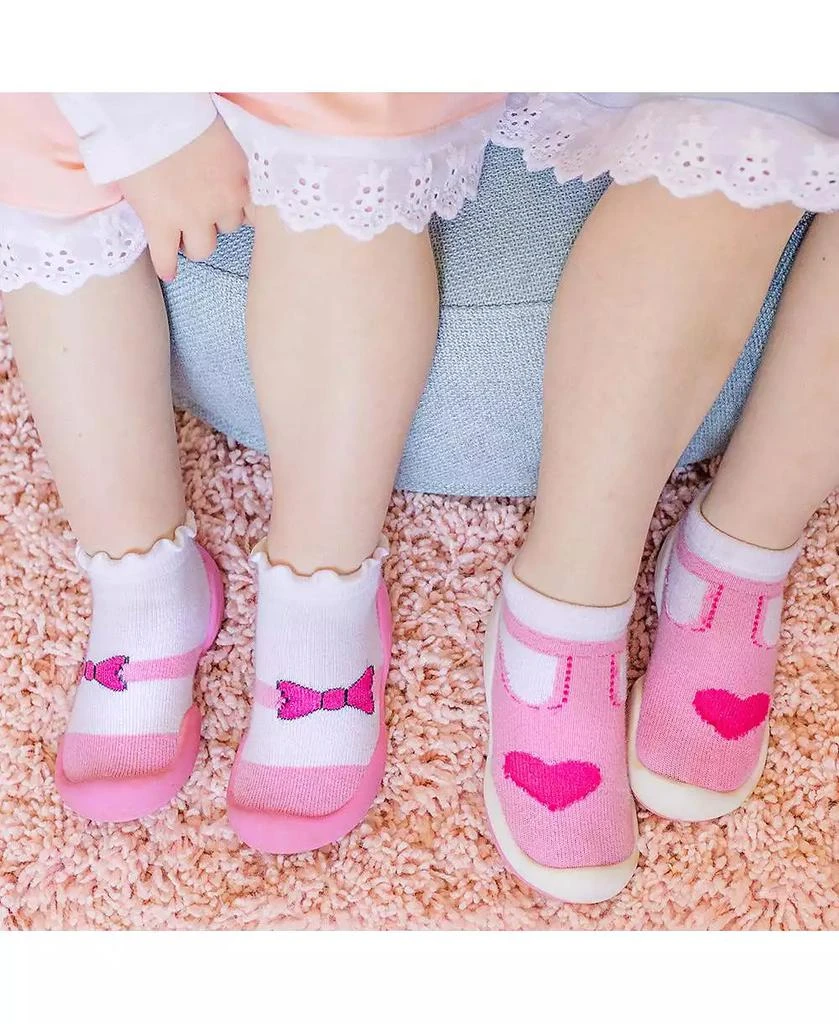 Komuello Infant Girl Breathable Washable Non-Slip Sock Shoes Mary Jane Bow 8