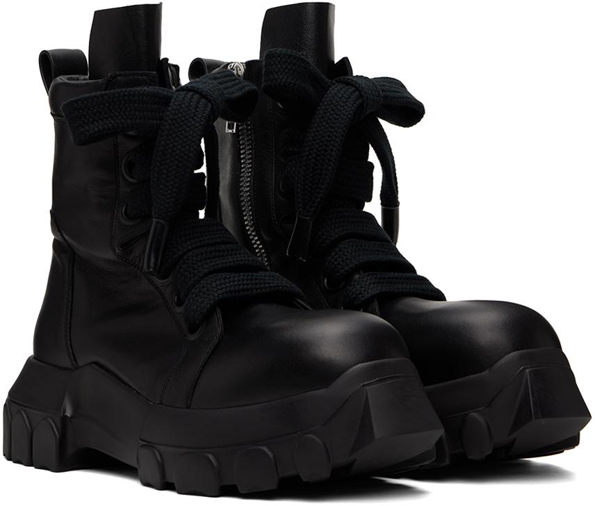 Rick Owens Black Jumbo Laced Bozo Tractor Boots IT 40
