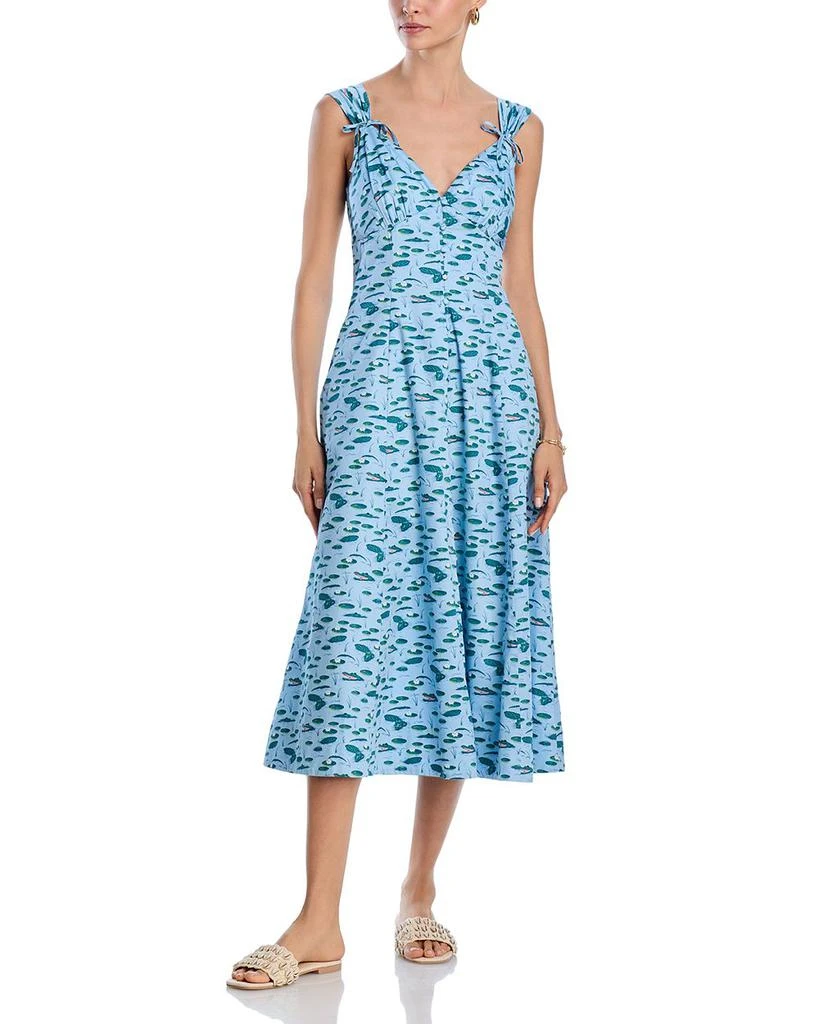 AQUA Printed Tie Shoulder Midi Dress - Exclusive 1