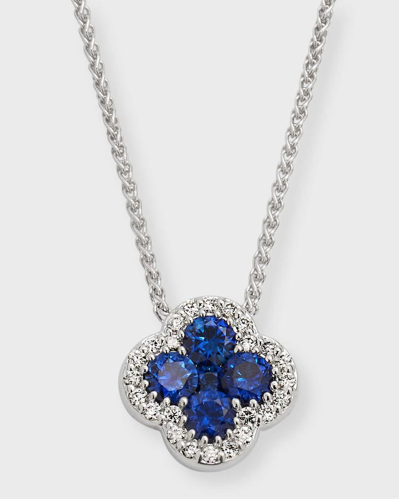 Neiman Marcus Diamonds 18k White Gold Diamond and Sapphire Pendant Necklace, 18"L, 0.80tcw