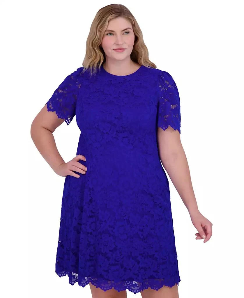 Jessica Howard Plus Size Plus Size Lace Short-Sleeve A-Line Dress 4