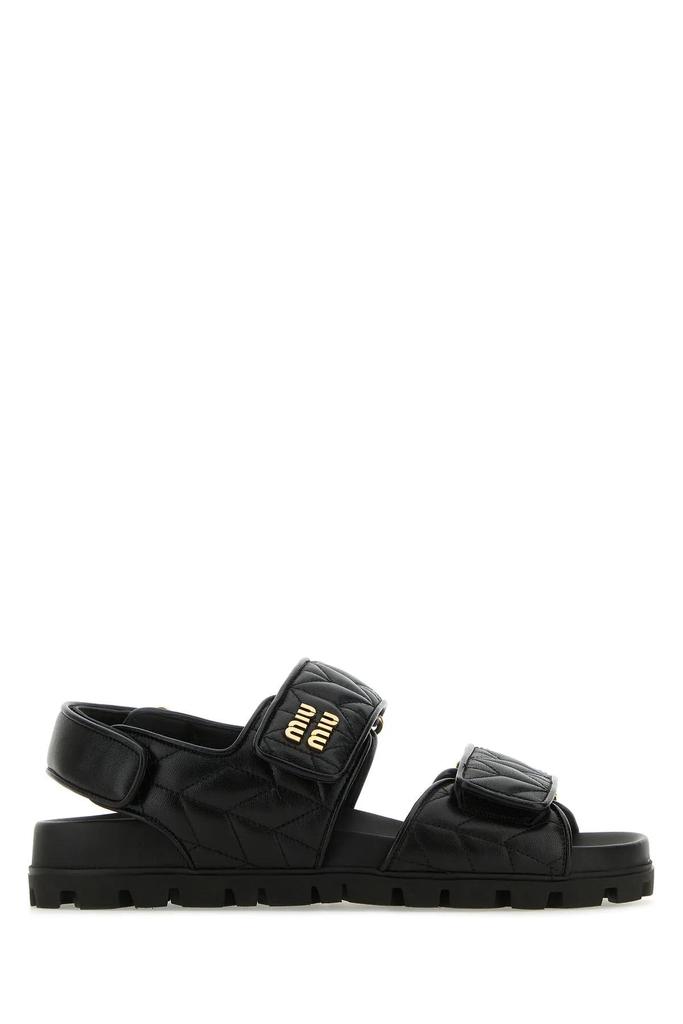 【関税&送料込】Miu Miu Black Nappa Leather Sandals Miu Miu Black Nappa Leather Sandals - Shoes - BeyondStyle