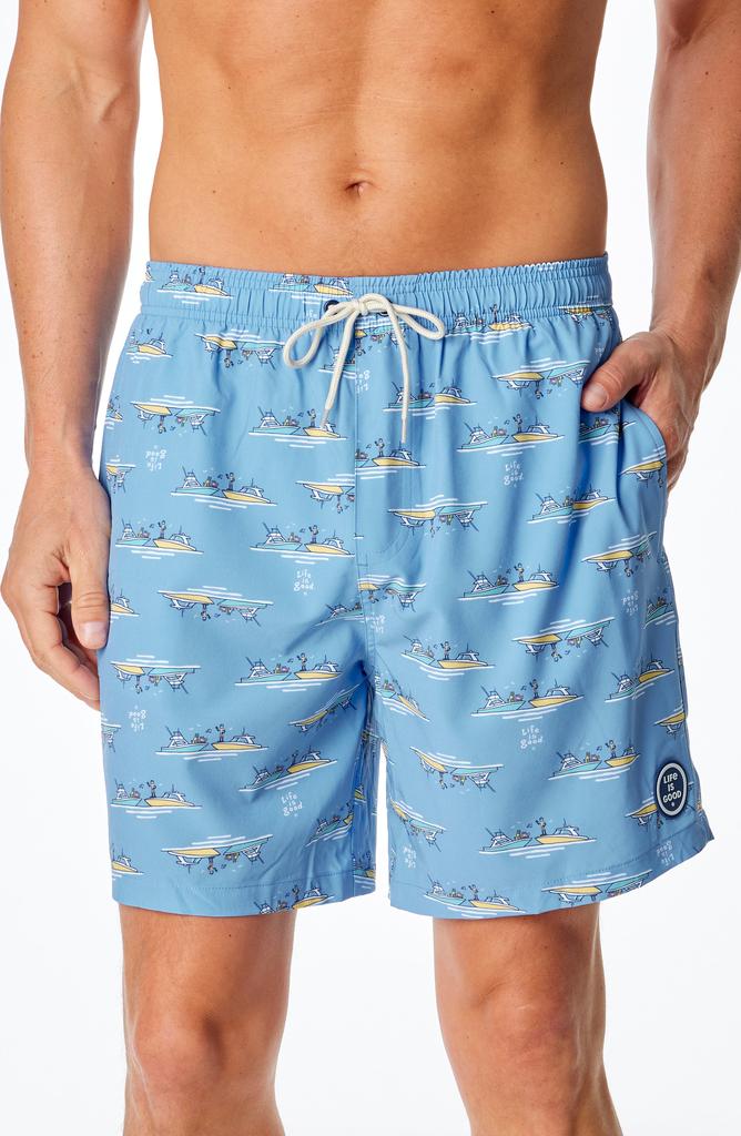 Life is Good Jake Boat Print Boardshorts