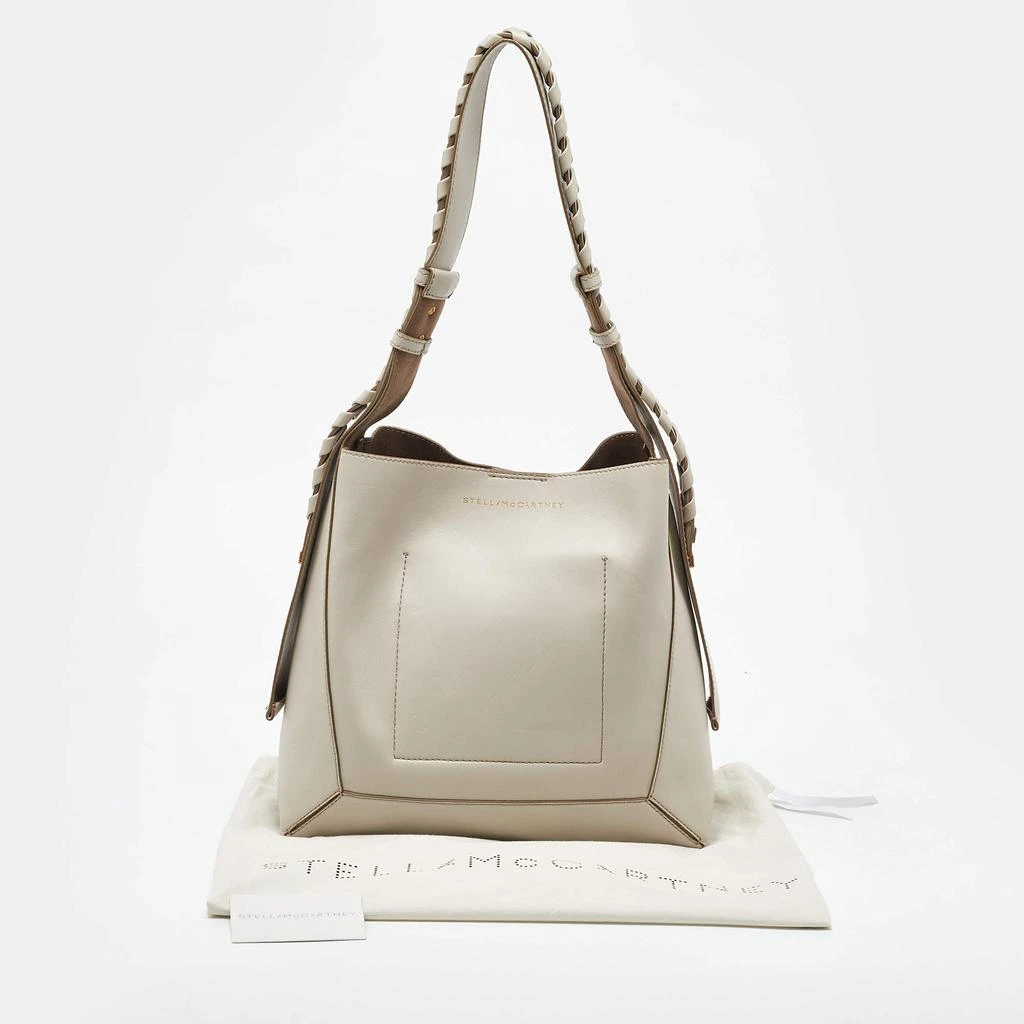 Stella McCartney Stella McCartney Light Grey Faux Leather Medium Braided Handle Hobo 10