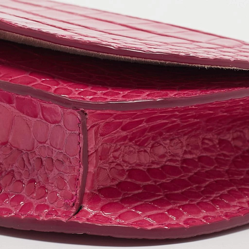 Michael Kors Michael Kors Fuchsia Croc Embossed Leather Christie Envelope Shoulder Bag 14