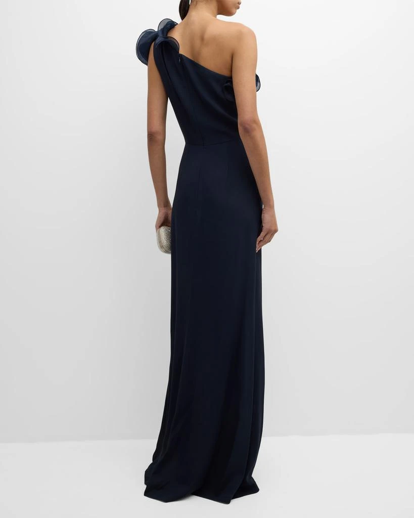Teri Jon One-Shoulder Ruffle Column Gown 5