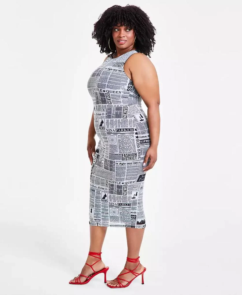 Nina Parker Trendy Plus Size Printed Mesh Midi Dress, Created for Macy's 3