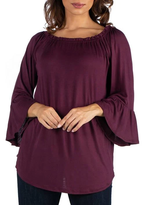 24seven Comfort Apparel Comfort Apparel Womens Bell Sleeve Loose Fit Tunic Top 1