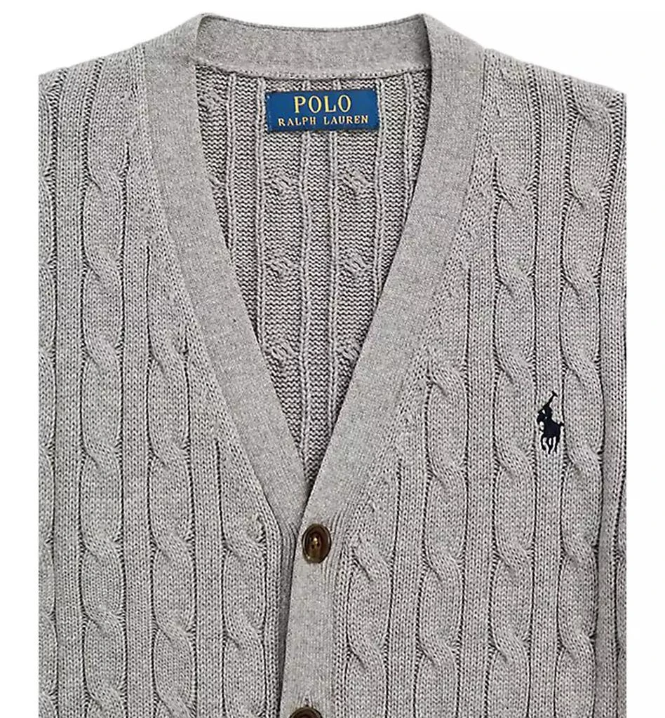Ralph Lauren Big Boys Cable-Knit Cotton V-Neck Cardigan Sweater 3