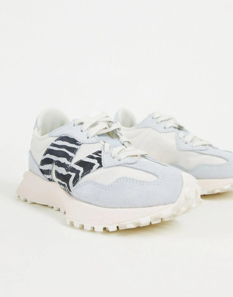 New Balance New Balance 327 trainers in pastel blue and zebra 4