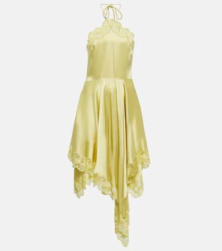 Stella McCartney Lace-trimmed satin midi dress 1