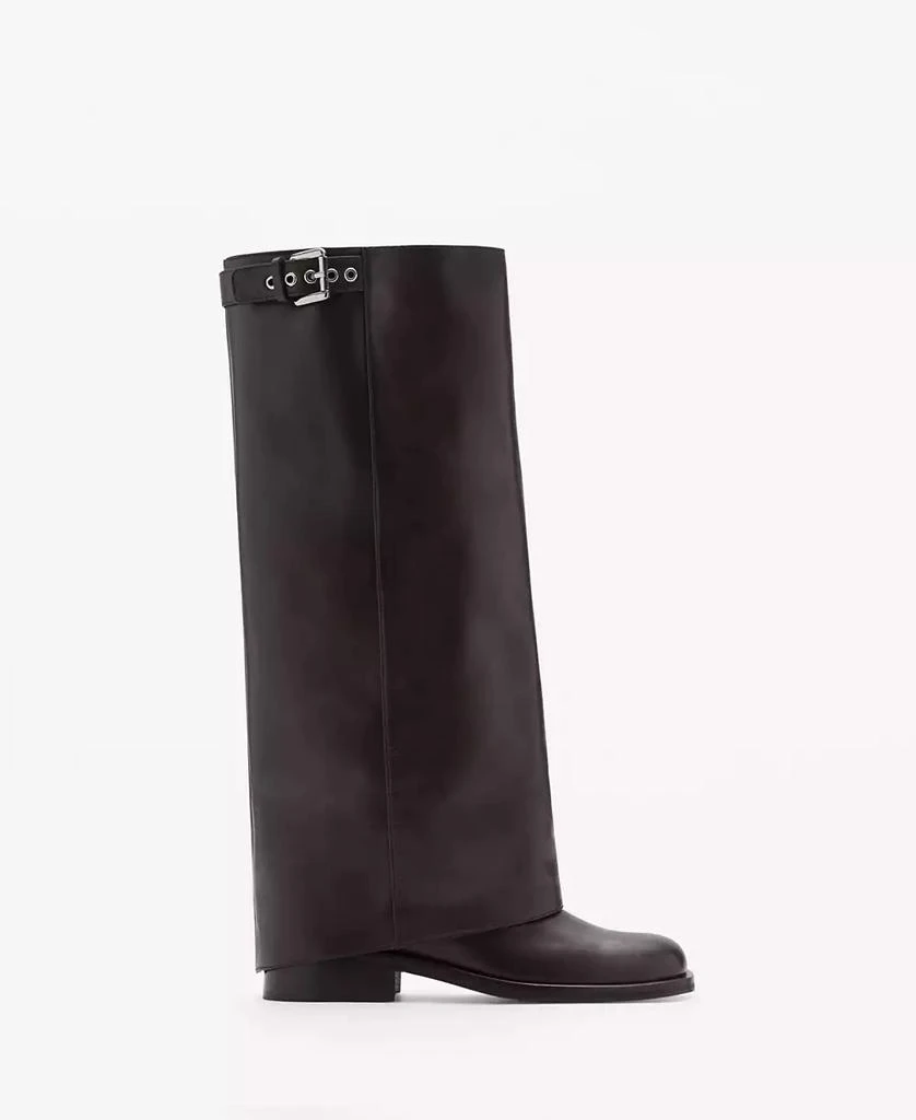 Mango Women's Buckles Leather Boots 4