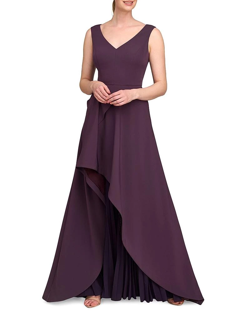 Aster Draped Flare Gown  On Sale Now with Up to 71% Off | Discover  Exclusive Deals & Savings at BeyondStyle  Authentic Kay Unger fit & flare |sleeveless|solid|dresses|v-neck|women's  apparel|floor-length|Women's|modern|women's with Limited-Time Discounts,